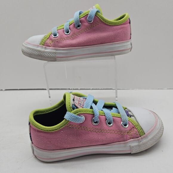 CONVERSE All Star Pink Canvas Unicorn Print Sneakers Low Top Toddler Girls Sz 7 - Picture 2 of 8